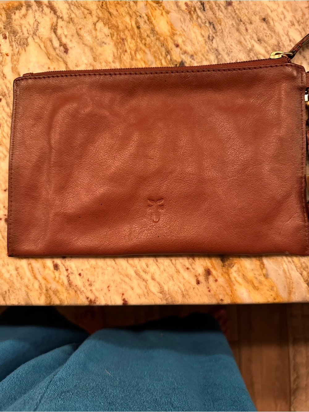 Frye Brown Leather Wristlet Clutch